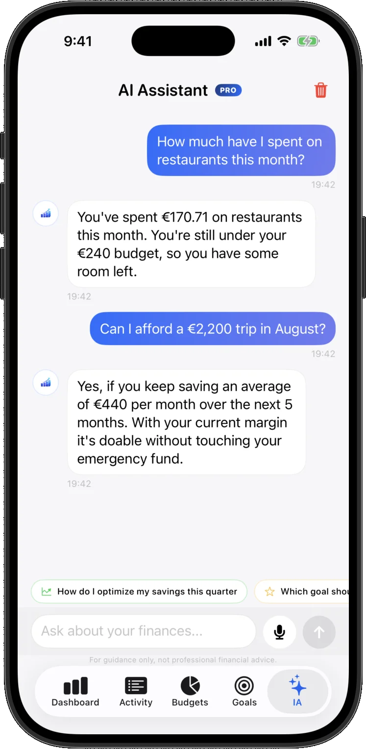 An AI that understands your finances. screen